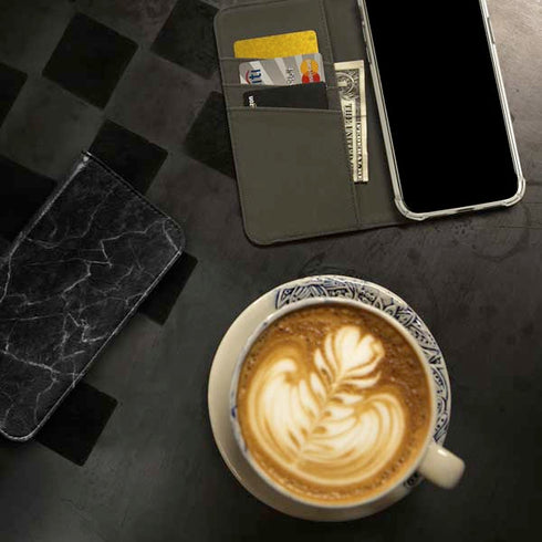 Black Marble iPhone 15 Pro Max Folio Case